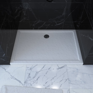 Receveur de Douche a Poser 120x80 cm Extra Plat en Acrylique Blanc Effet Pierre - MOON