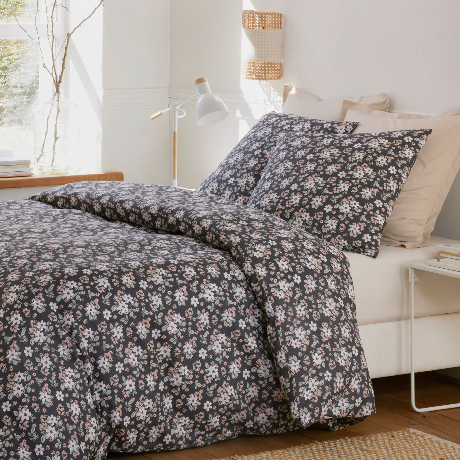 Parure housse de couette imprimé 100% gaze de coton - sakuria