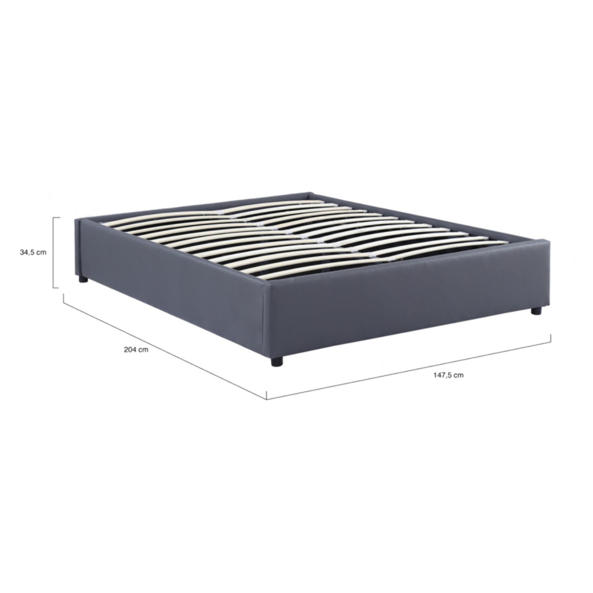 Lit coffre Otta 140x190cm simili cuir gris