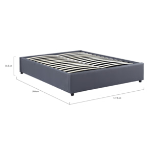 Lit coffre Otta 140x190cm simili cuir gris