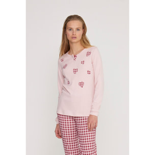 Pigiama donna petit coeur in caldo cotone con collo due bottoni Noidinotte