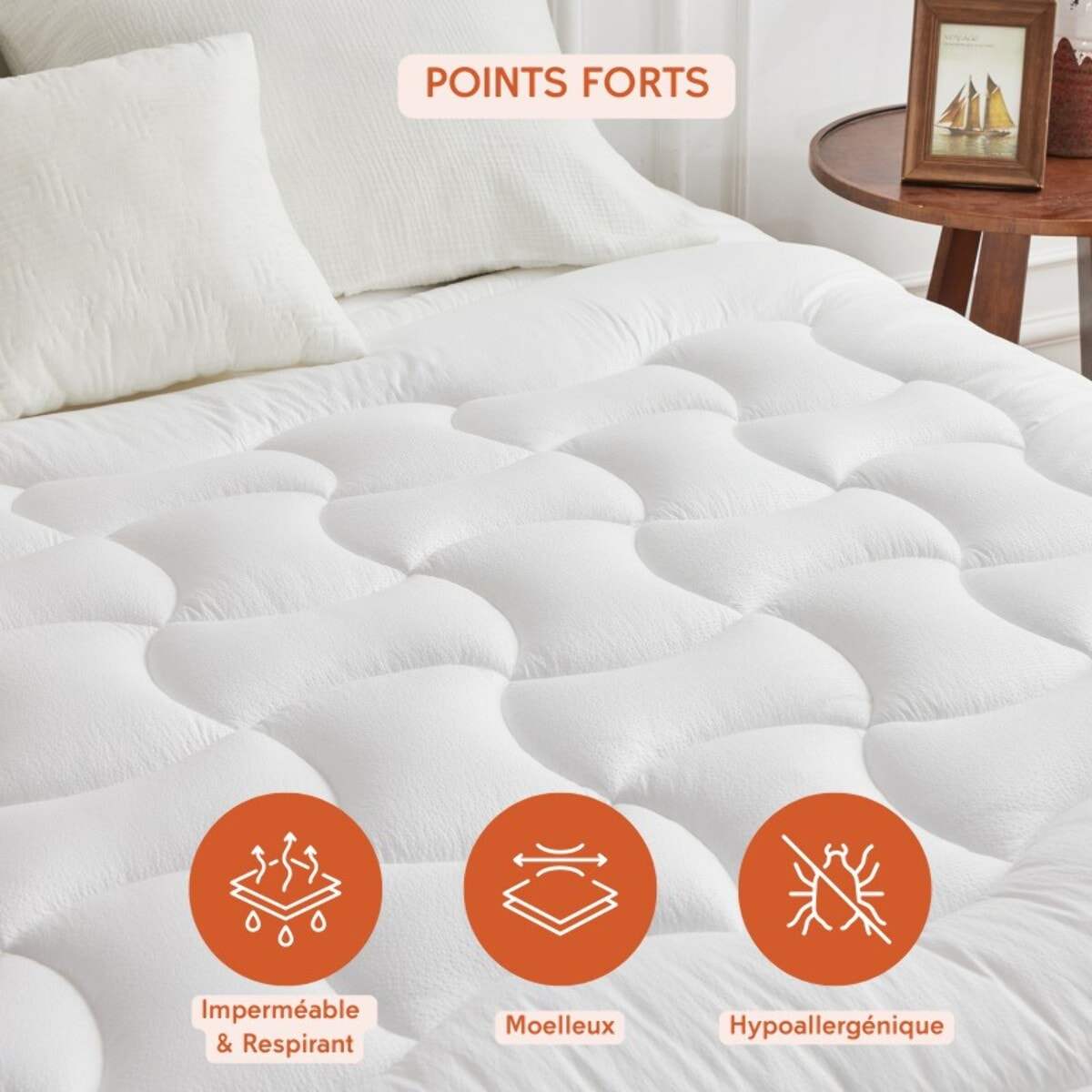 Surmatelas AirProtect 2 en 1 | Alèse et protège-matelas intégrés | 2 cm de confort | Imperméable, moelleux, aéré, hypoallergénique