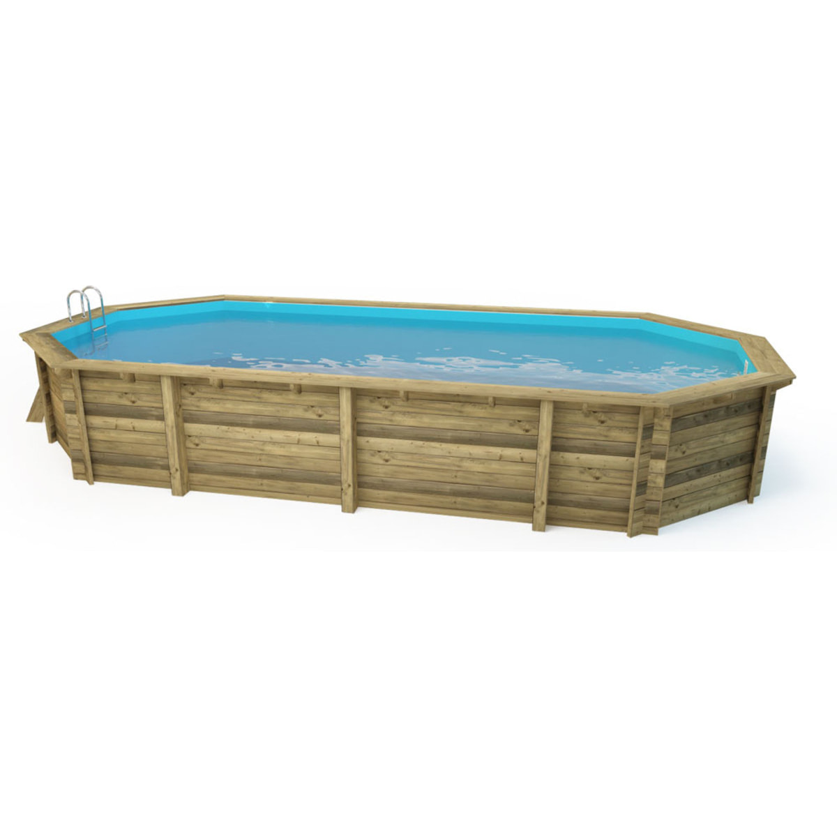 Piscine bois " Palma " - 7.57 x 4.07 x 1.31 m +  Bâche à bulles 180 µ + Bâche hiver 280 gr/m²