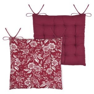 Galette de chaise motif fleurs - Rouge