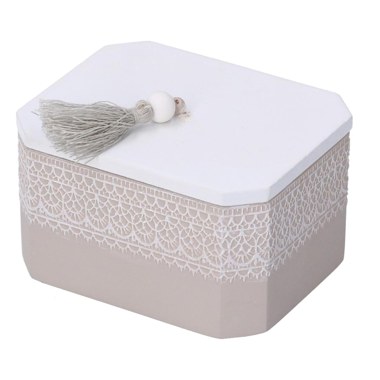 Scatola in legno bianco mandala rettangolare cm8x6,5h5