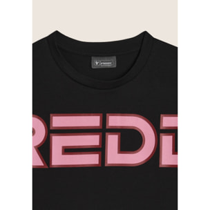 T-shirt Junior cropped con maxi logo color block