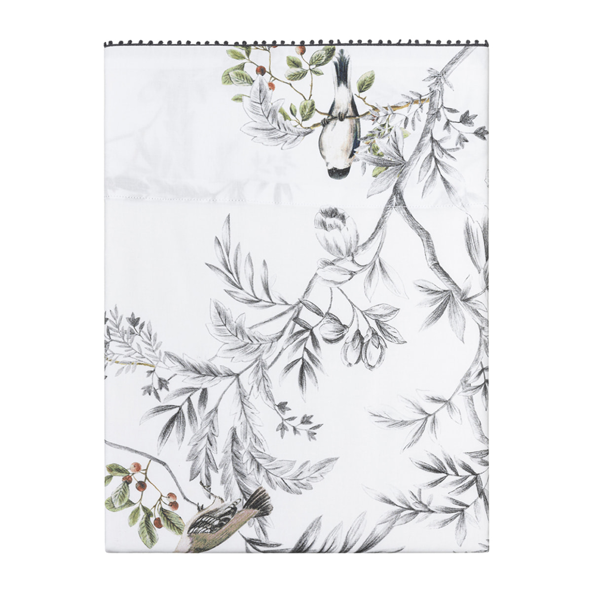 Drap plat imprimé en satin de coton bio, CHARME, Noir et blanc