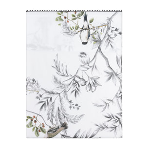 Drap plat imprimé en satin de coton bio, CHARME, Noir et blanc