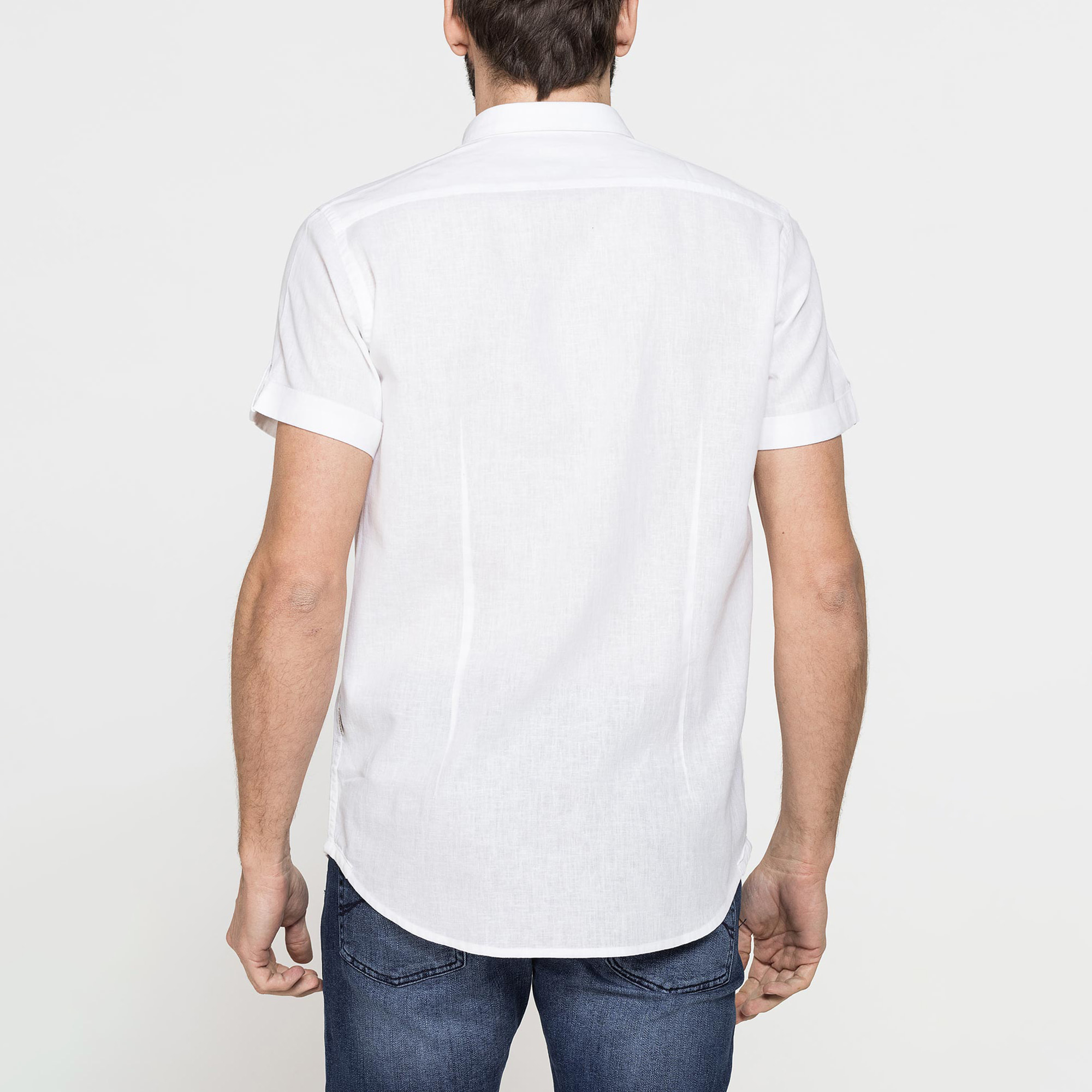 CAMICIA ESTIVA A MANICA CORTA IN MISTO LINO