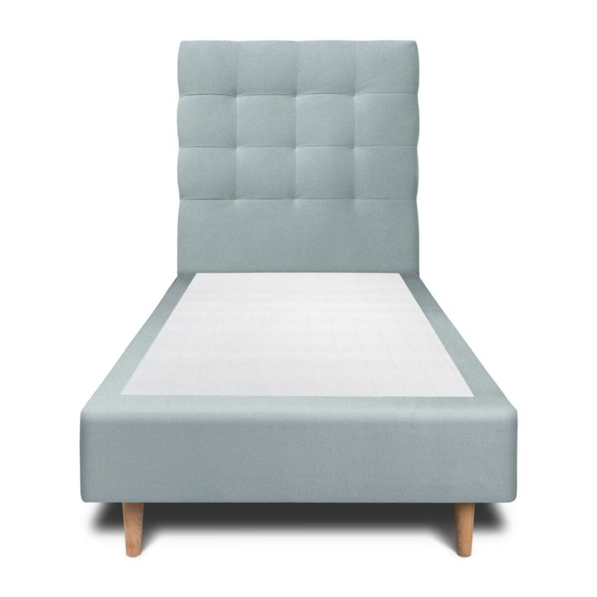 Lit avec tête de lit capitonnée velours et sommier tapissier Ep20