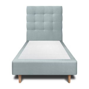 Lit avec tête de lit capitonnée velours et sommier tapissier Ep20