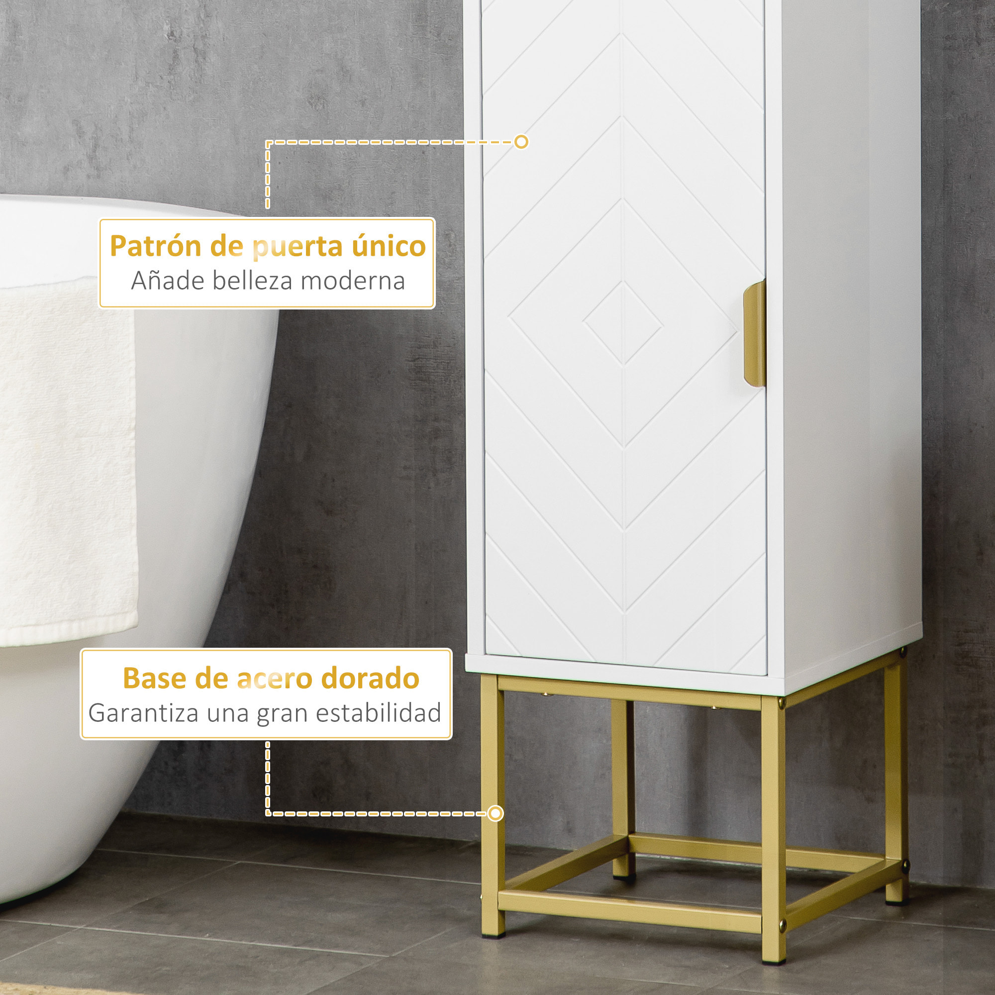 Columna de Baño Mueble Auxiliar de Baño Armario de Baño con 2 Puertas Compartimiento y Estantes Ajustables Antivuelco Estilo Moderno 30x30x170,7 cm Blanco