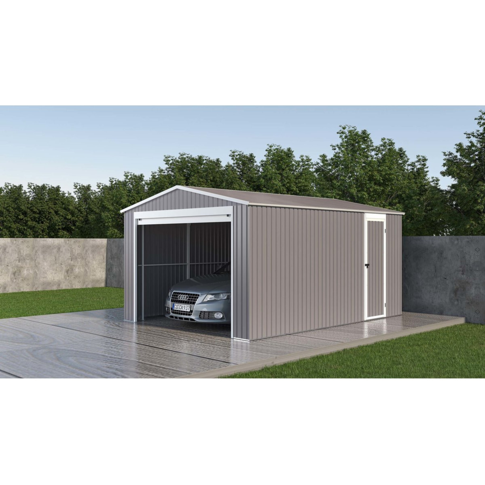 Garage métal "Nevada" avec porte roulante - 15,61m²