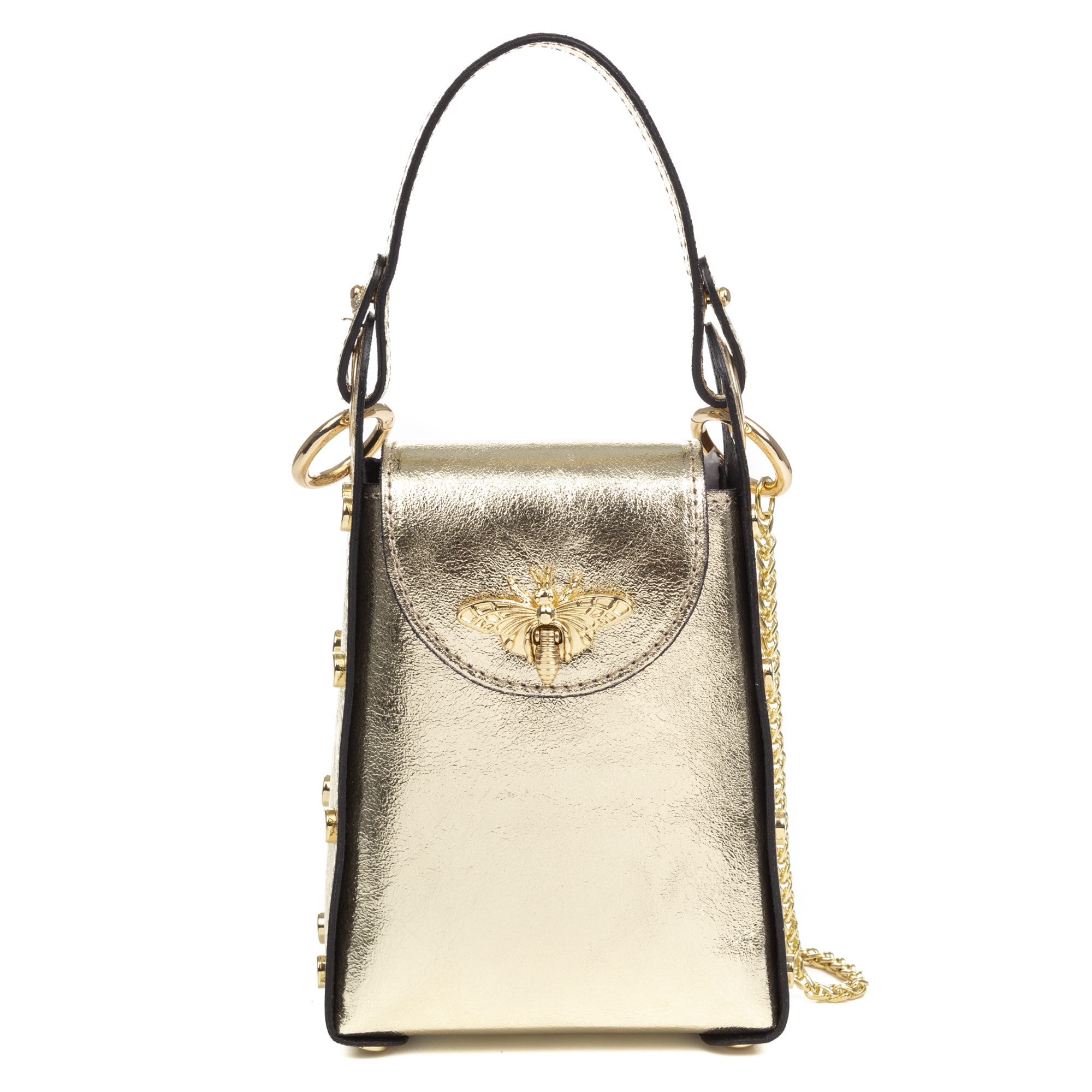 Alviano bolso de mano mujer. Piel auténtica Gamuza acabado lacado brillante.