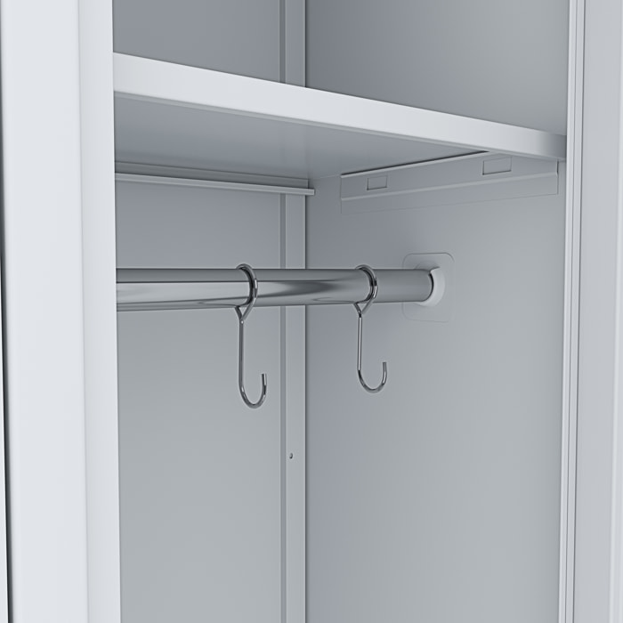 Armadietto Spogliatoio Armadio Sporco Pulito 2 Posti In Lamiera Di Acciaio Salvaspazio Con Chiave Ripiano Appendiabiti Ganci Porta Cartellino Grigio
