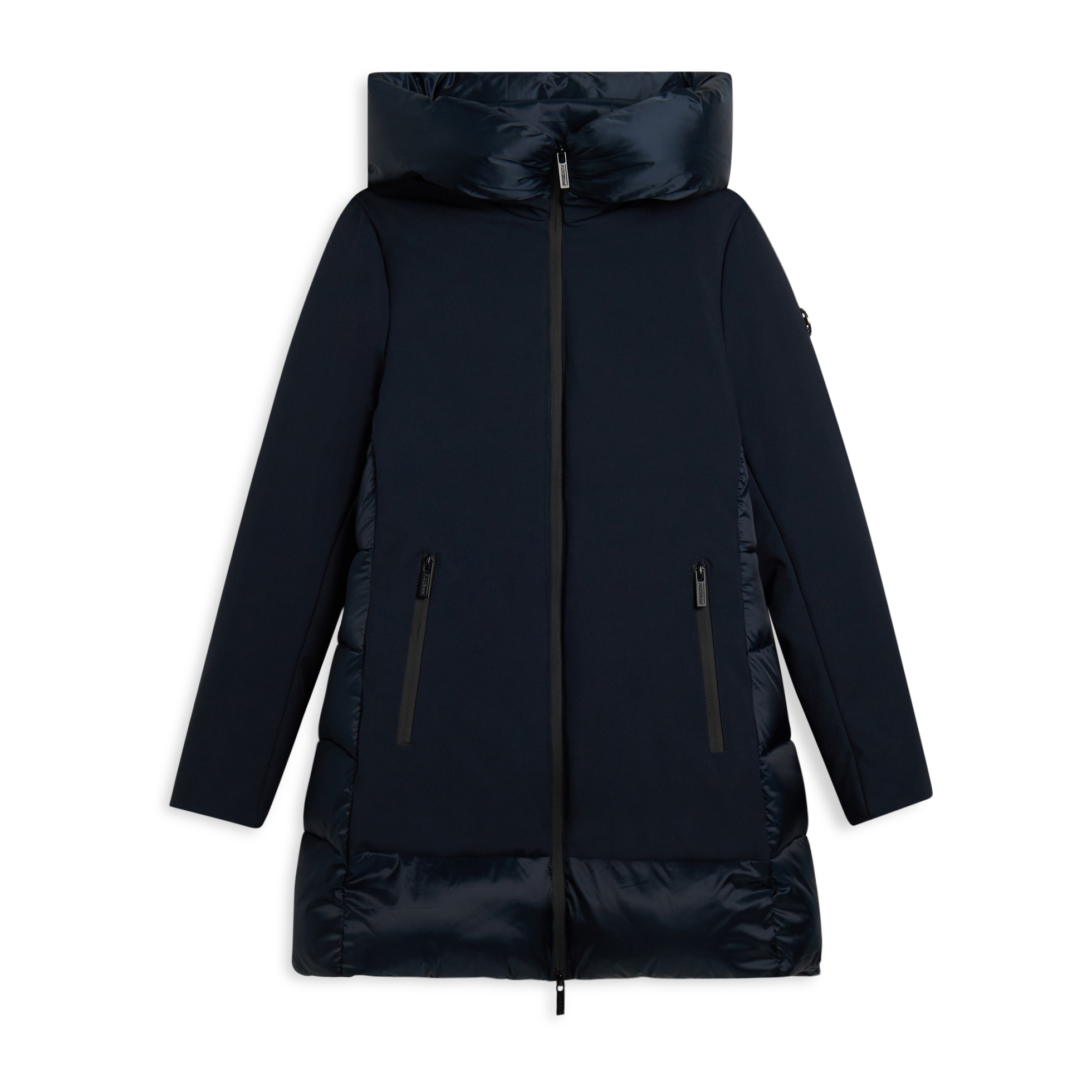 Piumino lungo donna opaco e lucido con cappuccio