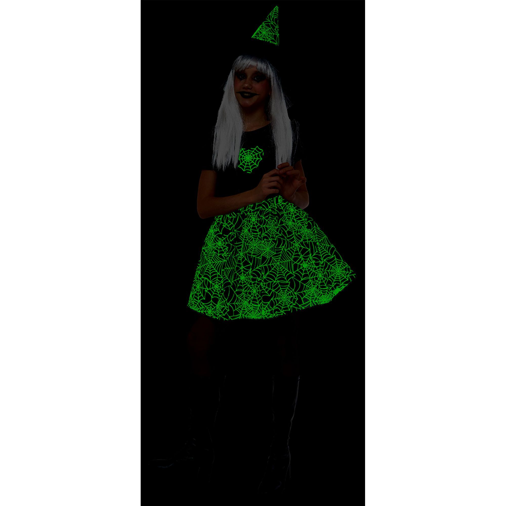 DISFRAZ BRUJA SPIDERWEB GLOW IN DARK INF