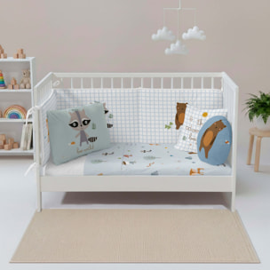 Juego de Sábanas Estampadas - Infantil - Incluye 1 Funda de Almohada - 100% Algodón - Cuna/Maxicuna - Aventura Bosque B