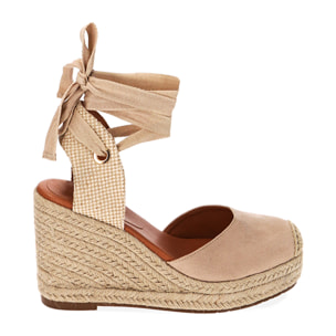 Espadrillas beige in microfibra, zeppa 10 cm