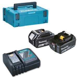MAKITA Power Pack 18 V 6 Ah Li-Ion 2 baterías BL1860B + 1 cargador + caja MAKPAC - 198116-4