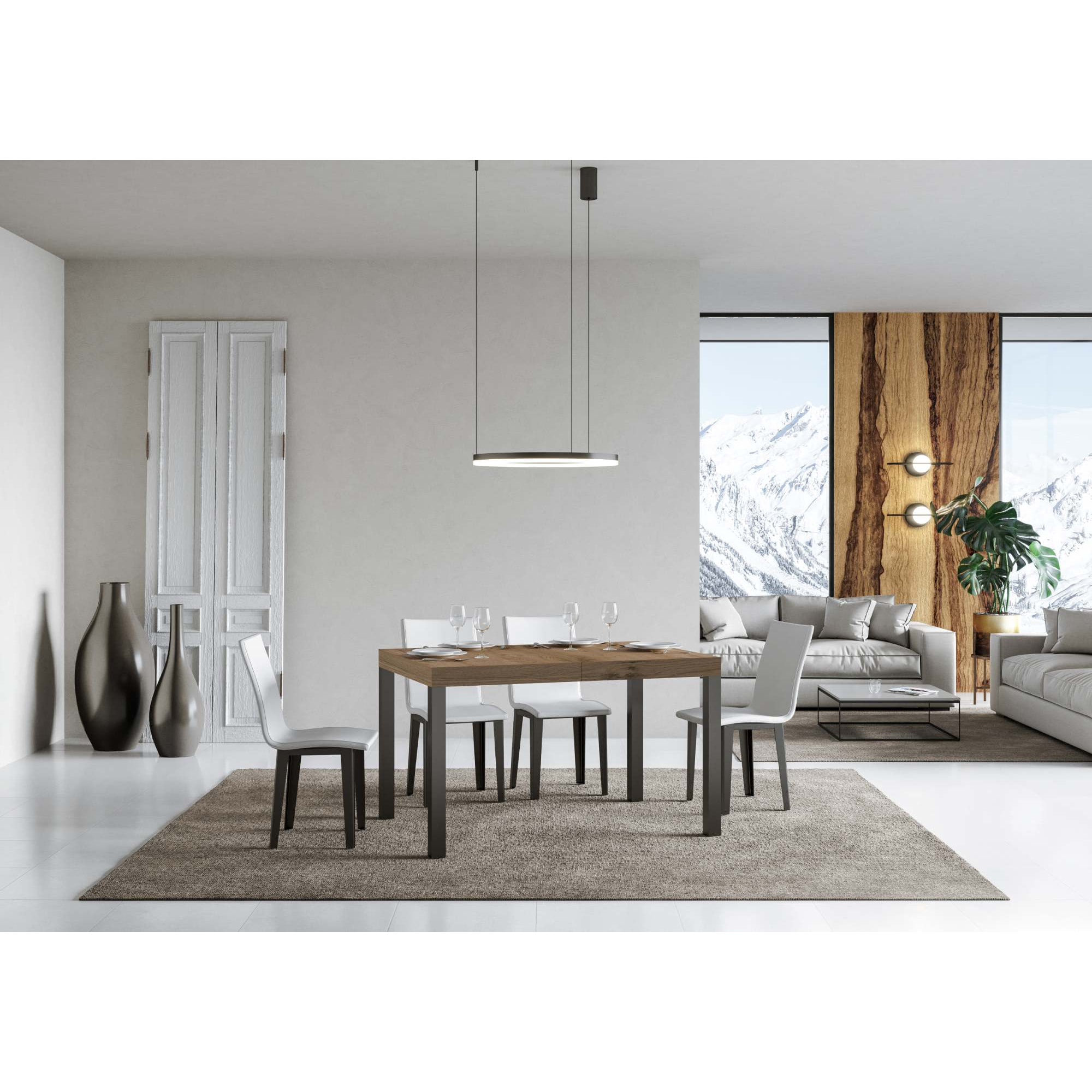 Table extensible 90x130/390 cm Everyday Chêne Nature cadre Anthracite