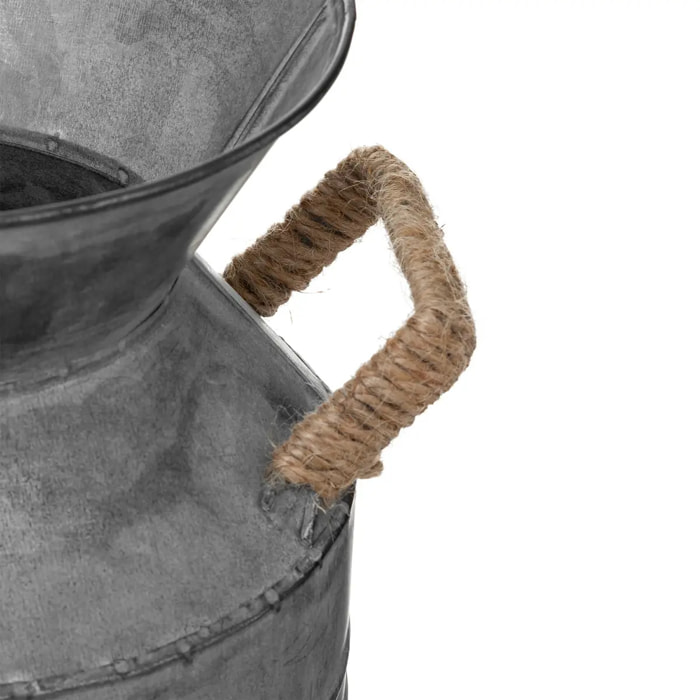 Pot à lait - métal et jute - gris - H48 cm