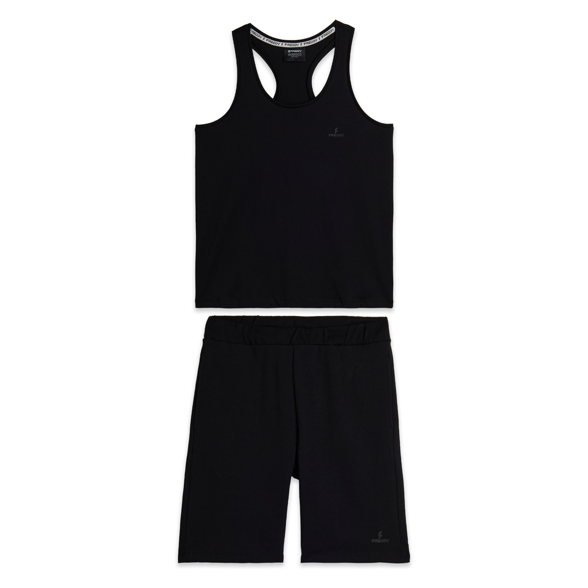 Completo sportivo in cotone con canotta e bermuda