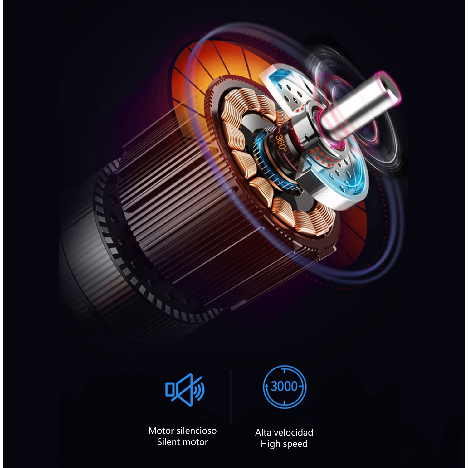 Pistola per massaggio muscolare Fascia Gun HY-668. 5 livelli con velocità fino a 3000 rpm. 4 teste.