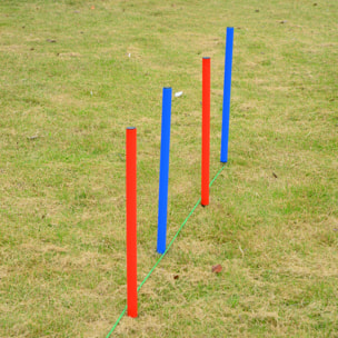 Agility sport pour chiens équipement complet obstacles et entrainement 11 pièces avec sac de transport acier rouge et bleu