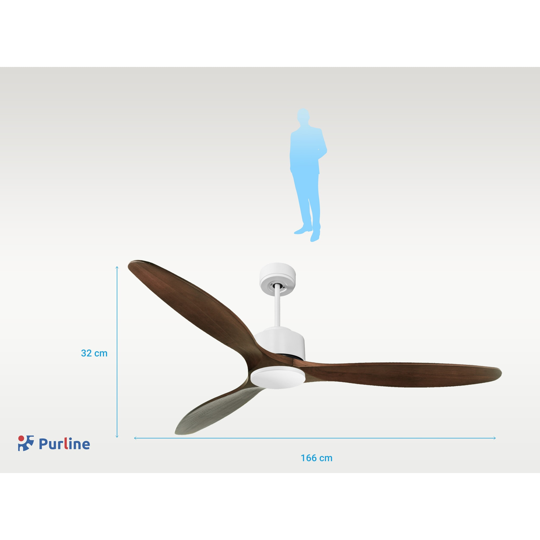 Ventilateur de plafond ø166 cm avec Wifi Réversible Hypersilence 40   W Blanc