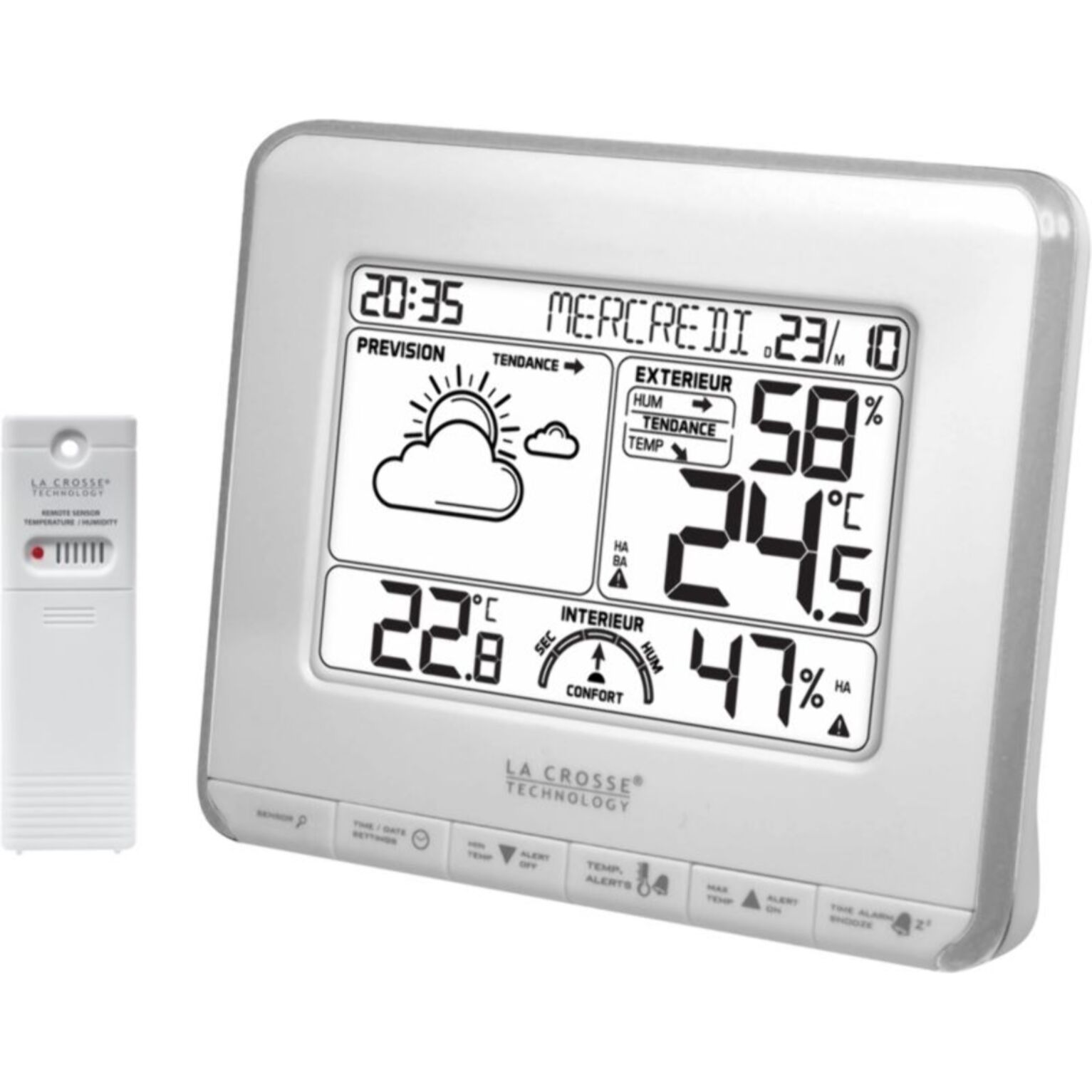 Station météo LA CROSSE WS6818 Blanc/Argent