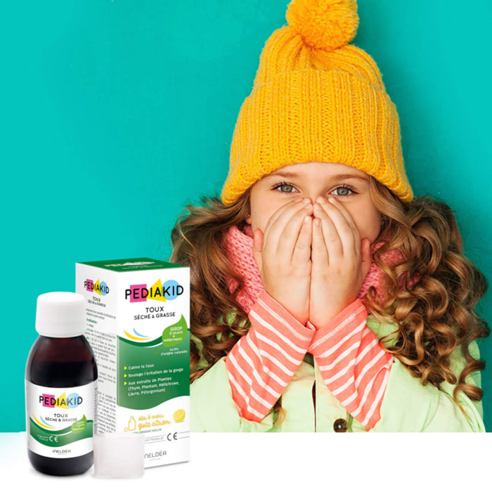 PEDIAKID - Toux Sèche & Grasse - Formule Exclusive au Sirop d'Agave - Calme la Toux - Soulage l'irritations de la Gorge - Arôme Naturel Citron - Lot de 2 flacons 125 ml