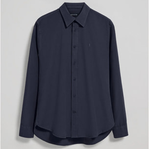 Camicia blu marino in popeline garment dye con ricamo Rigby Go