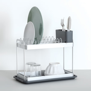 Égouttoir 2 niveaux gris 42,5x23,5cm