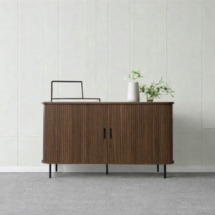 Buffet en bois cannelé à portes coulissantes 140cm AMINA