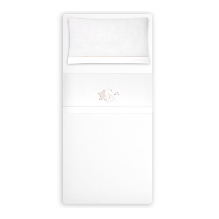 Triptico Minicuna Franela Osito Sentado Bco/Beig