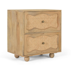 Table de chevet en bois de manguier 60 cm style boho méditerranéen