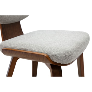 Chaises en tissu effet velours texturé gris et bois foncé (lot de 2) YELLE