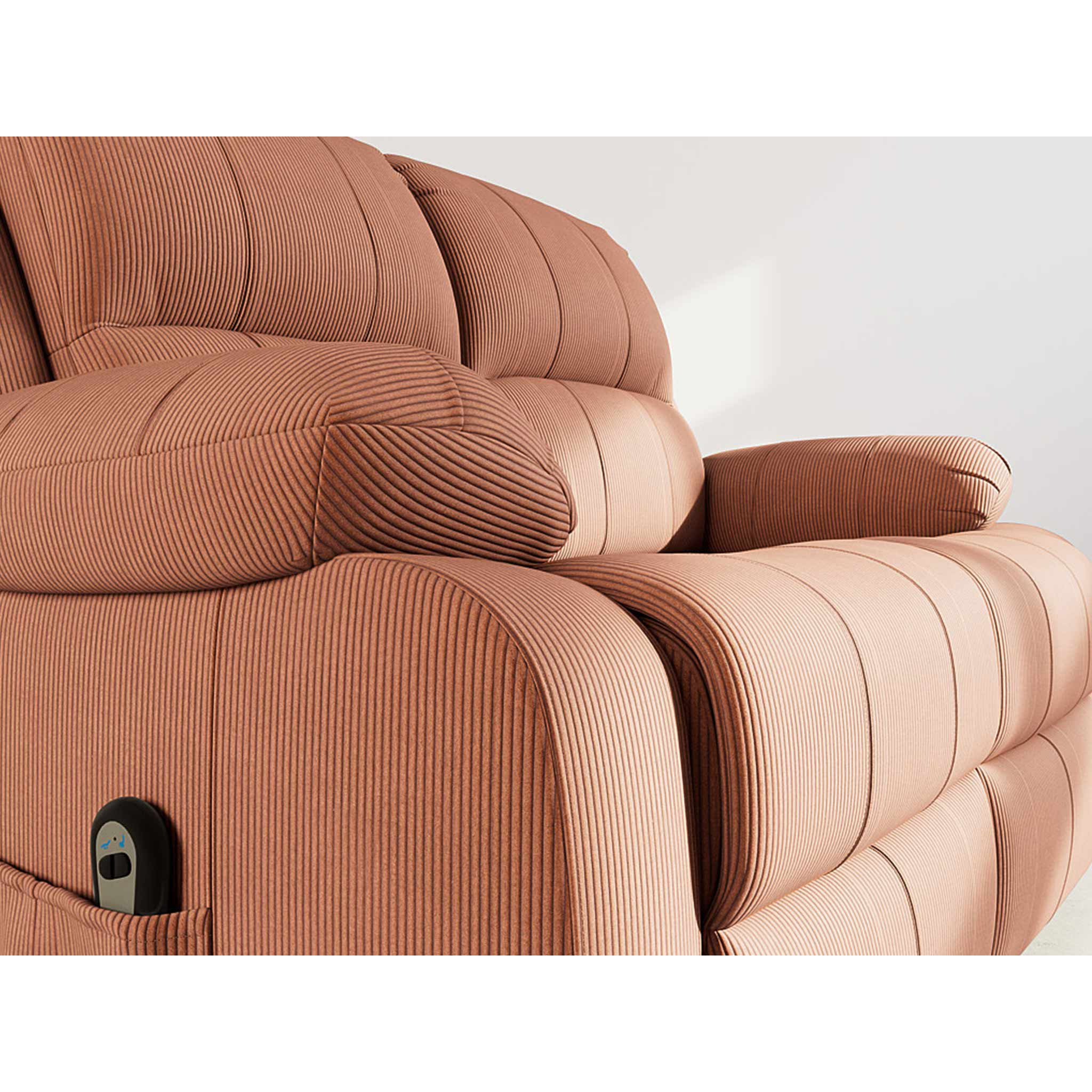 Armand - Canapé 2 places relax électrique en velours côtelé - Terracotta