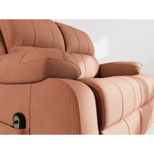 Armand - Canapé 2 places relax électrique en velours côtelé - Terracotta