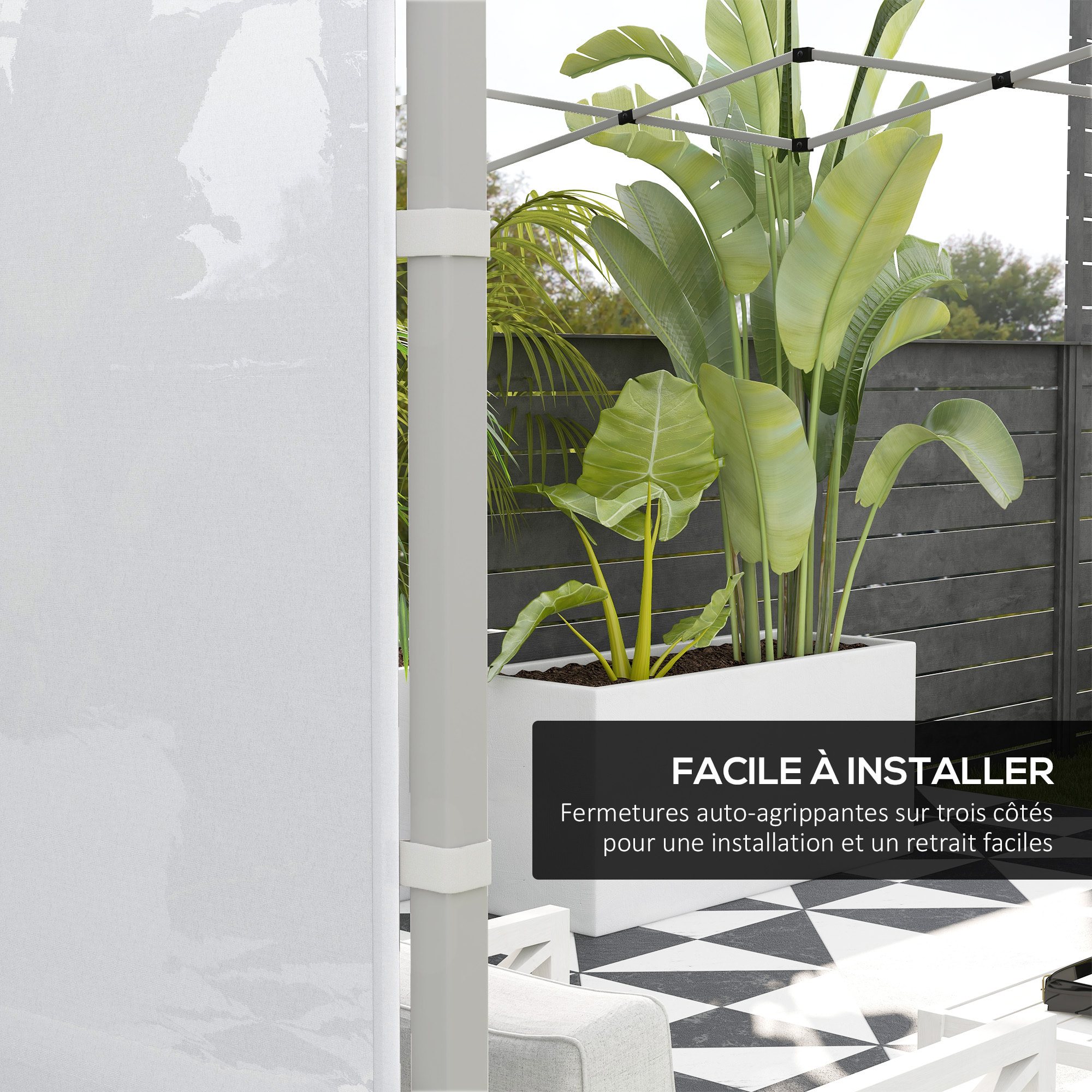 Lot de 2 panneaux latéraux barnum tonnelle 6x3 m ou 3x3 m oxford blanc