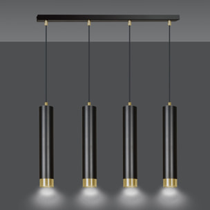 Lampada a sospensione KIBO in acciaio nero opaco e oro