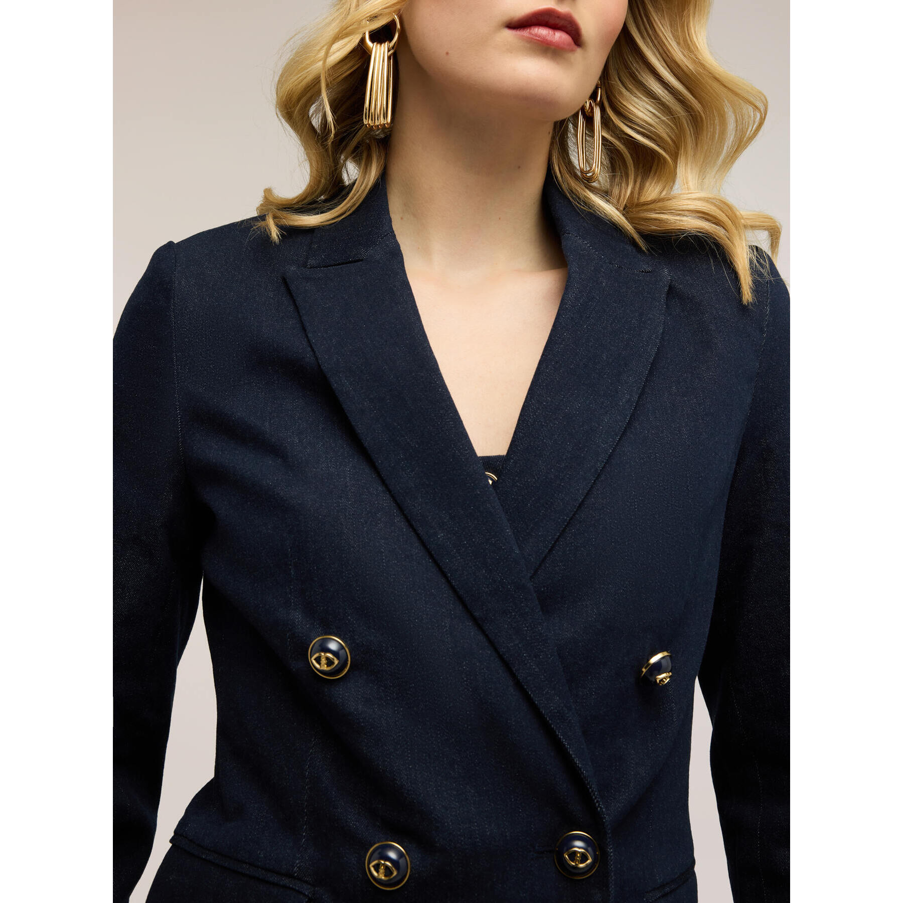 Motivi - Blazer cruzado de denim - Azul