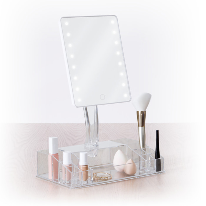 Miroir LED 14 compartiments "Selena" transparent