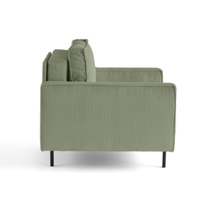 Charlie - fauteuil - pieds hauts - en velours côtelé - Vert sauge