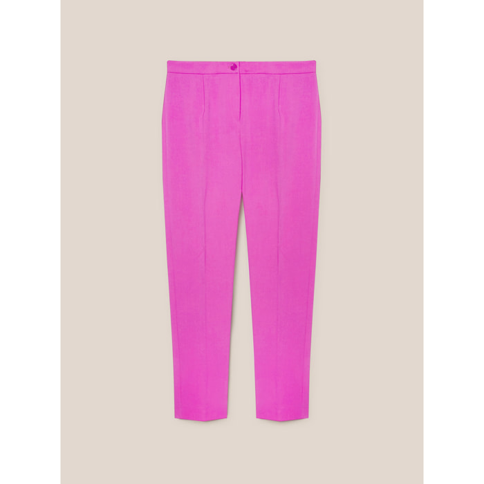 Elena Mirò - Pantalones rectos de sarga elástica - Fuchsia