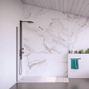 Fusion Receveur de douche 120x80cm en marbre coulé, Blanc (SATFU12080BL-S)