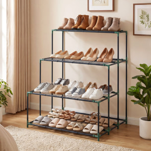 Soporte para Plantas de 4 Niveles, Estantería para Plantas de Acero, Diseño en Escalera, Soporte para Macetas para Interior y Exterior, Jardín, Balcón y Patio, 94x84x110 cm, Verde Oscuro