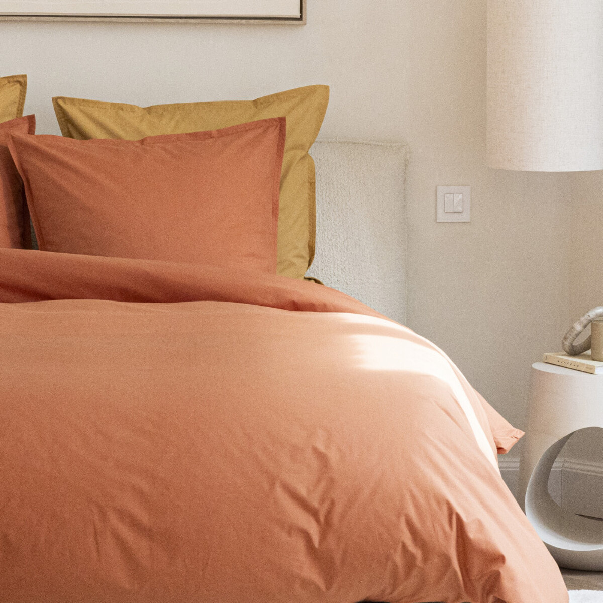 Como - Housse de couette terracotta en percale de coton - 240x260cm.