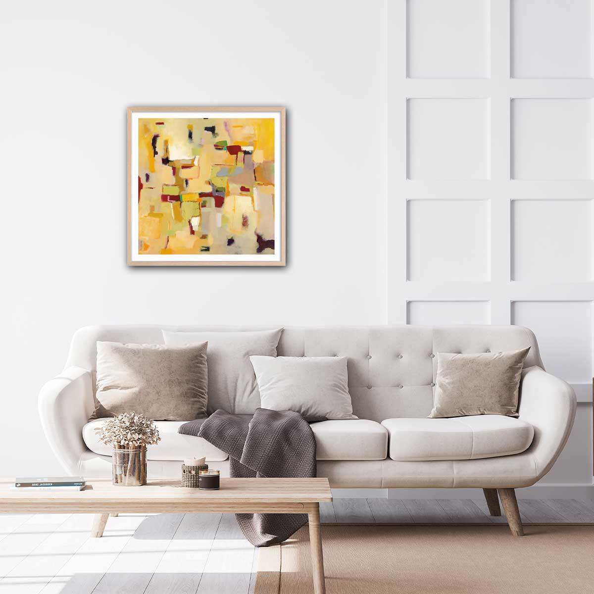 Poster casa ocre Affiche + cadre en bois - Chêne